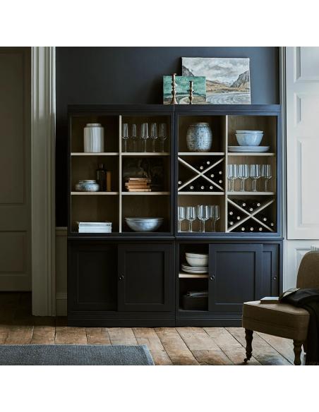 Neptune Chawton Low Double Dresser with Wine Shelves and Vintage Oak Interior