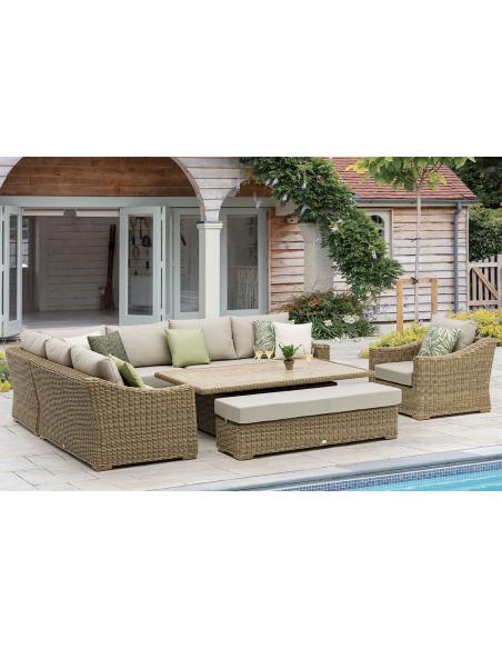 Bramblecrest Fairford L-Shape Sofa with Rectangle Piston Table, Bench & Chair