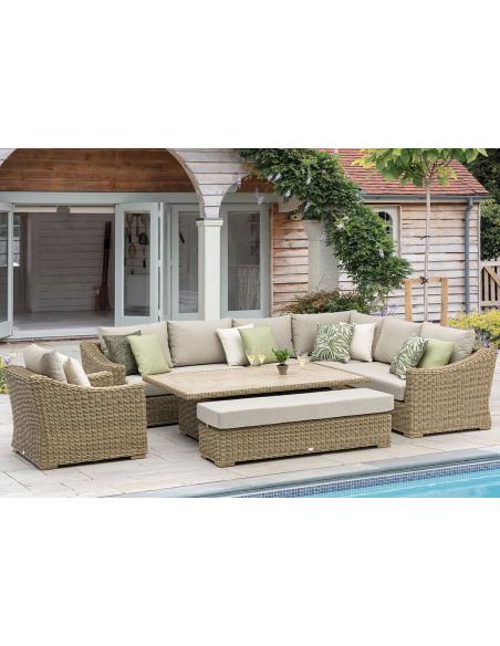 Bramblecrest Fairford L-Shape Sofa with Rectangle Piston Table, Bench & Chair