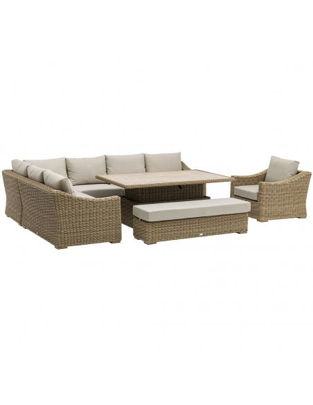 Bramblecrest Fairford L-Shape Sofa with Rectangle Piston Table, Bench & Chair