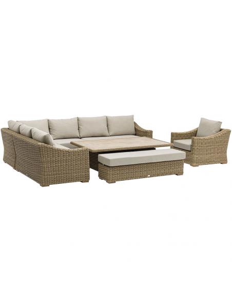 Bramblecrest Fairford L-Shape Sofa with Rectangle Piston Table, Bench & Chair