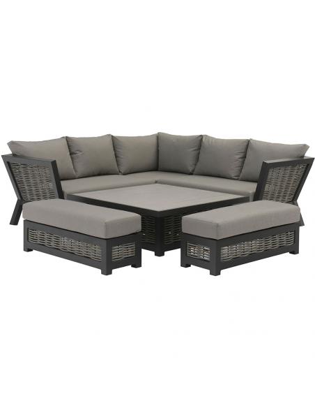 Bramblecrest Tuscan Wicker Square Casual Dining Set with Piston Adjustable Table