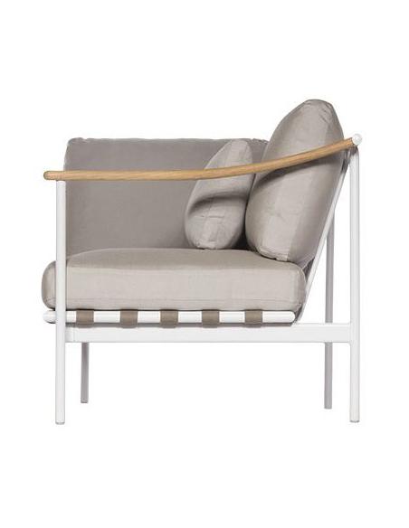 Barlow Tyrie Around Deep Seating Single Section – Arctic White with Aluminium Left Arm/Teak Right Arm