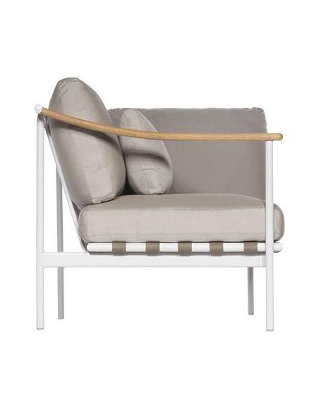 Barlow Tyrie Around Deep Seating Single Section – Arctic White with Teak Left Arm/Aluminium Right Arm