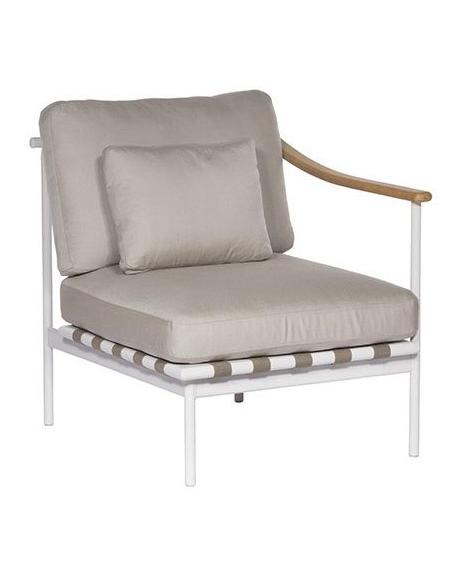Barlow Tyrie Around Deep Seating Single Section – Arctic White with Teak Right Arm