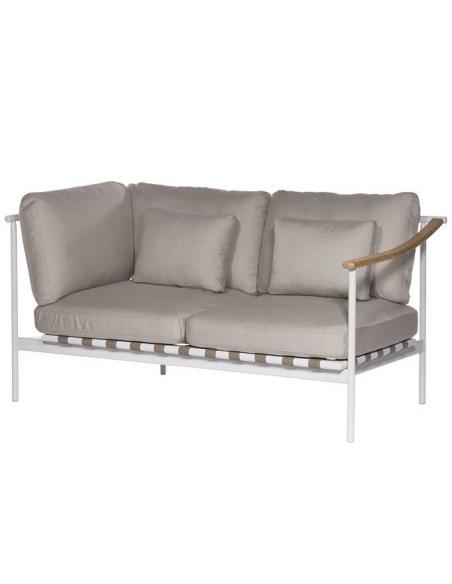 Barlow Tyrie Around Deep Seating Double Seat – Arctic White with Aluminium Left Arm/Teak Right Arm