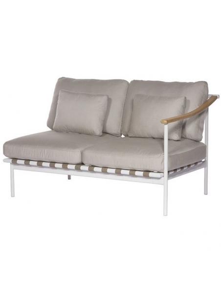 Barlow Tyrie Around Deep Seating Double Seat – Arctic White with Teak Right Arm