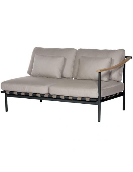Barlow Tyrie Around Deep Seating Double Seat – Forge Grey with Teak Right Arm