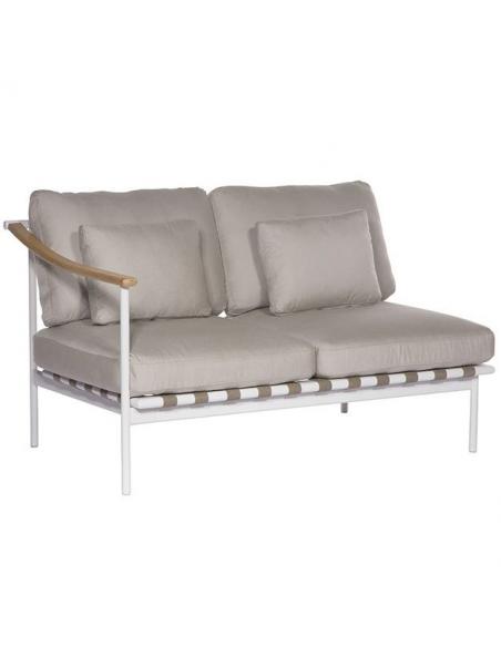 Barlow Tyrie Around Deep Seating Double Seat – Arctic White with Teak Left Arm