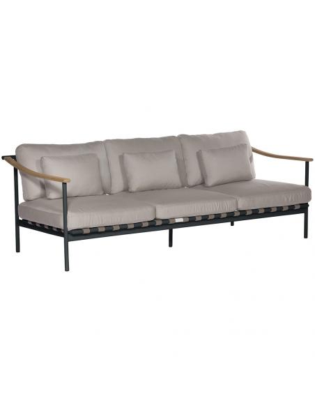 Barlow Tyrie Around Deep Seating Triple Seat – Forge Grey with Teak Arms