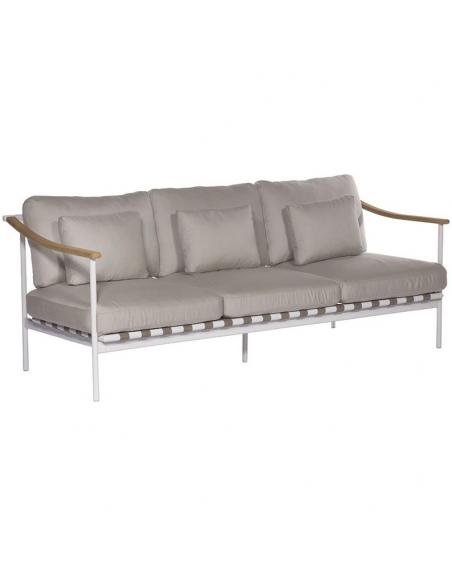 Barlow Tyrie Around Deep Seating Triple Seat – Arctic White with Teak Arms