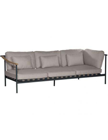 Barlow Tyrie Around Deep Seating Triple Seat – Forge Grey with Teak Left Arm/Aluminium Right Arm