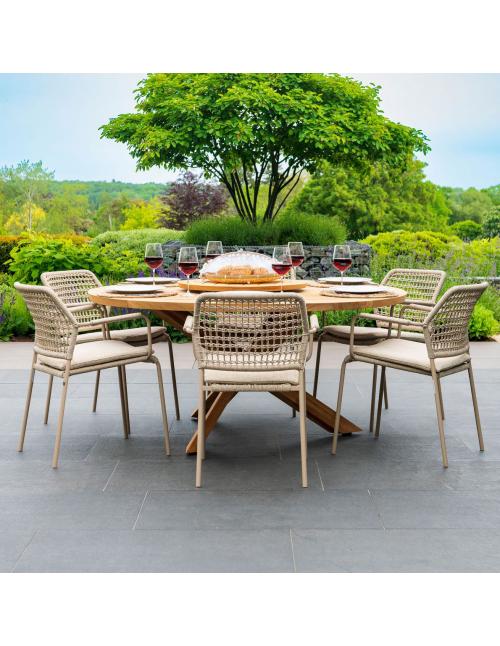 4 Seasons Outdoor Barista dining chair in Latte x6