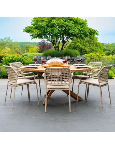 4 Seasons Outdoor Barista dining chair in Latte x6