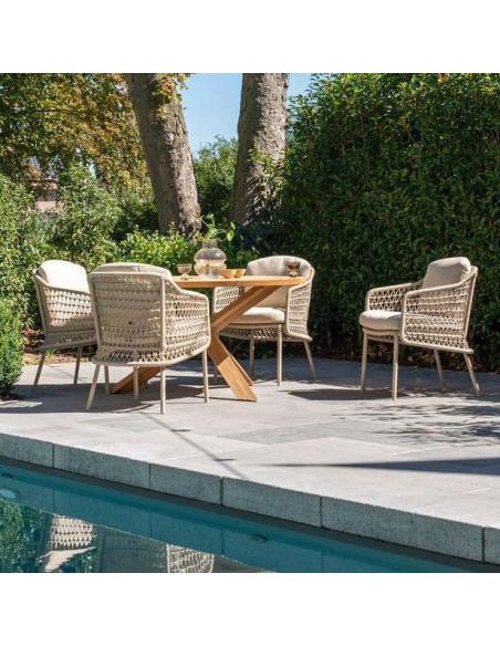 4 Seasons Outdoor Puccini 4 Seater Dining Set with Prado 130cm Teak Table