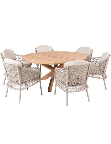 4 Seasons Outdoor Puccini 6 Seater Dining Set with Prado 160cm Teak Table