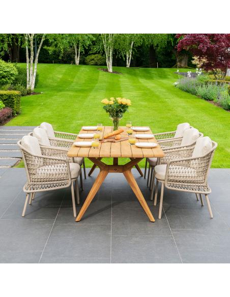 4 Seasons Outdoor Puccini 6 Seater Dining Set with Bel Air 240cm Teak Table