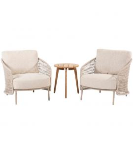 4 Seasons Outdoor Puccini Lounge Chairs with Zucca Side...