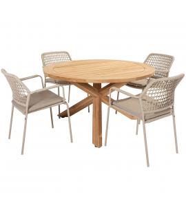 4 Seasons Outdoor Barista Latte 4 Seater Dining Set with...