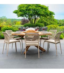 4 Seasons Outdoor Barista Latte 6 Seater Dining Set with...