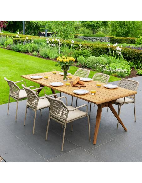 4 Seasons Outdoor Barista Latte 6 Seater Dining Set with Bel Air 240cm Teak Table