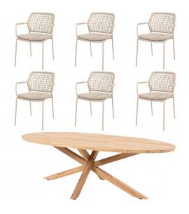 4 Seasons Outdoor Barista Latte 6 Seater Dining Set with...