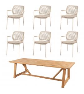 4 Seasons Outdoor Barista Latte 6 Seater Dining Set with...