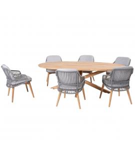 4 Seasons Outdoor Ancora 6 Seat Dining Set with Prado...