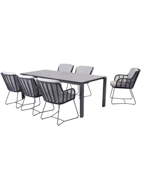 4 Seasons Outdoor Fabrice 6 Seat Dining Set with Goa 220cm Square Table