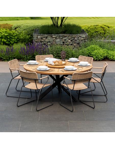 4 Seasons Outdoor Swing 6 Seat Dining Set with Prado 160cm Table