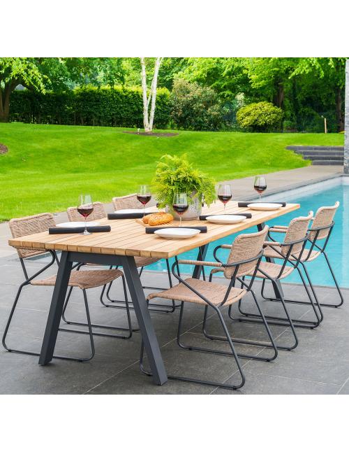 4 Seasons Outdoor Swing 6 Seat Dining Set with...