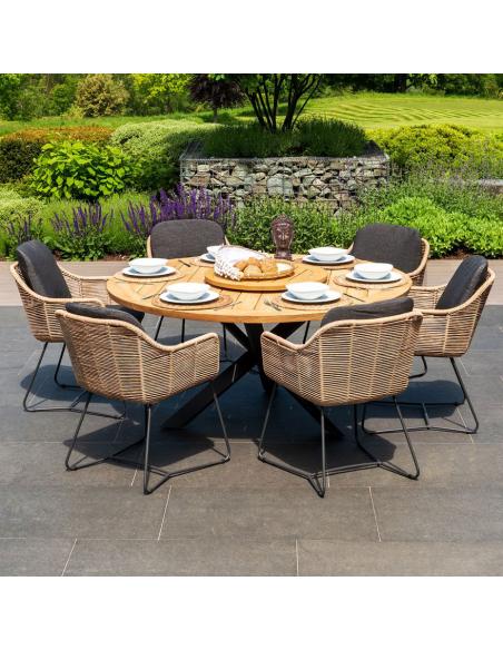 4 Seasons Outdoor Belmond 6 Seat Dining Set with Prado 160cm Teak Table