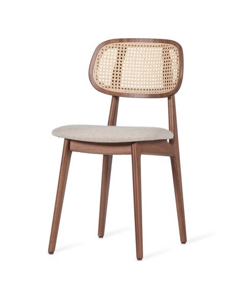 Vincent Sheppard Titus Dining Chair Tobacco Beech with Upholstered Seat in Lime White Boucle