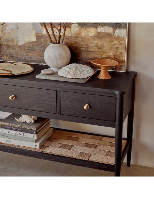 Neptune Frome Console Table - Warm Black