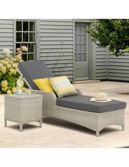 Bramblecrest Chedworth Dove Grey Loungers with High Coffee Table