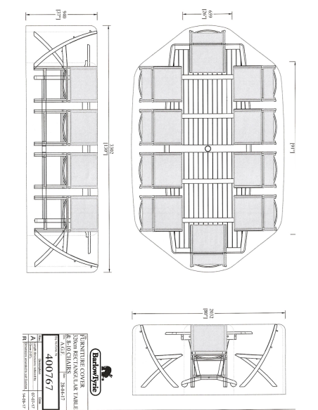 Barlow Tyrie 400767 Cover for 320cm Rectangular Dining Table and 8-10 Chairs