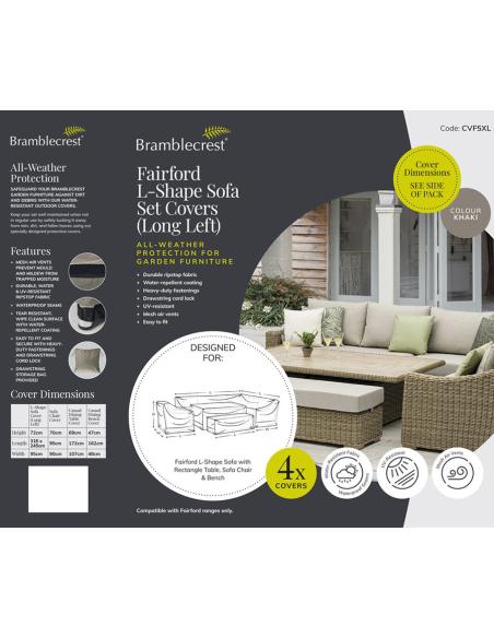 Bramblecrest Fairford L Shape Sofa Set Covers including Sofa Chair - Long Left CVF5XL