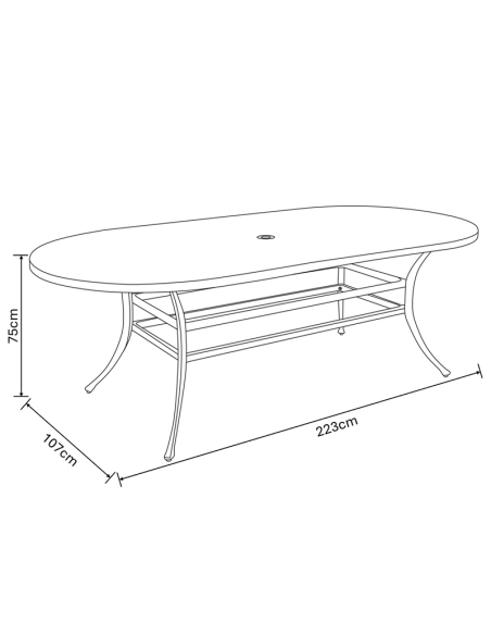 Hartman Berkeley 8 Seat Oval Dining Set with Parasol - Maize