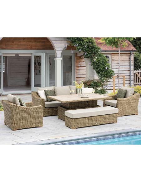 Bramblecrest Fairford 3 Seat Sofa with Rectangle Piston Table, Bench & 2 Chairs