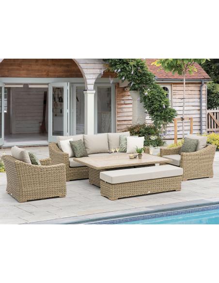 Bramblecrest Fairford 3 Seat Sofa with Rectangle Piston Table, Bench & 2 Chairs
