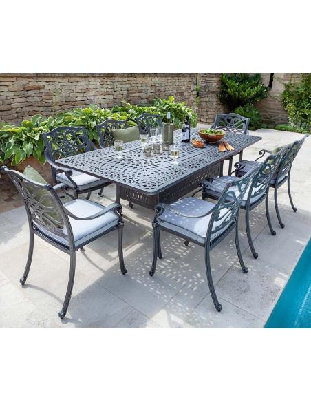 Hartman Capri 8 Seat Rectangular Dining Set with Parasol - Antique Grey
