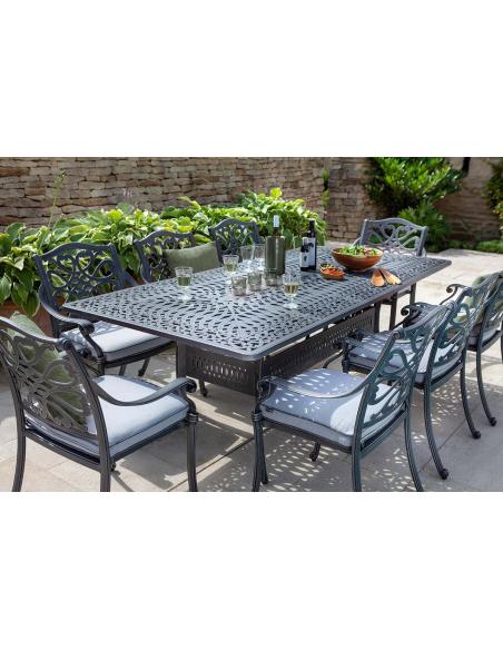 Hartman Capri 8 Seat Rectangular Dining Set with Parasol - Antique Grey