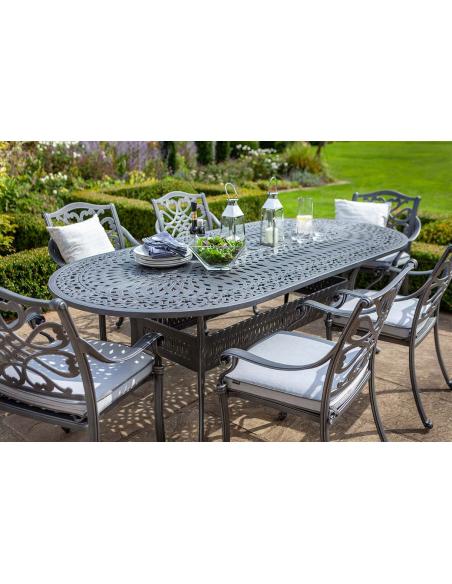 Hartman Capri 6 Seat Oval Dining Set with Parasol - Antique Grey