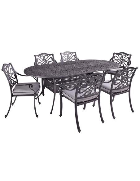 Hartman Capri 6 Seat Oval Dining Set with Parasol - Antique Grey