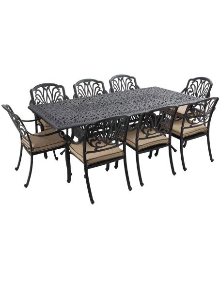Hartman Amalfi 8 Seat Rectangular Dining Set with Parasol - Bronze