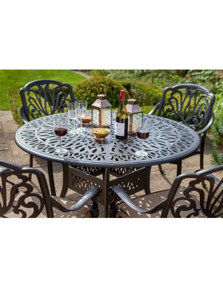 Hartman Amalfi 4 Seat Round Dining Set with Parasol - Bronze
