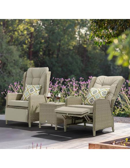 Bramblecrest Chedworth Sandstone Deluxe Recliner Set with Integral Footrest