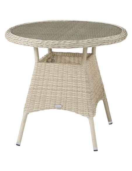 Bramblecrest Monterey Sandstone 80cm Round Bistro Table with Glass Top