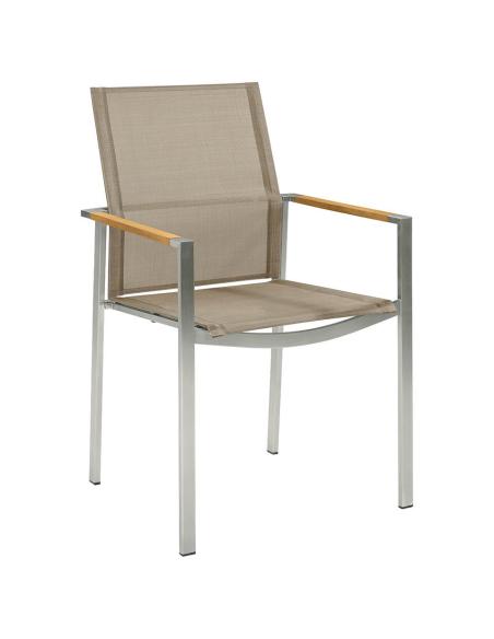 (Set of 2) Barlow Tyrie Mercury Stacking Armchair - Teak Armrests with Titanium Sling