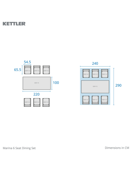 Kettler Marina 6 Seater Dining Set